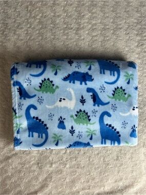 Gentle Steps Blue Green Dinosaurs Baby Blanket Leaves Palm Tree Volcano Dino